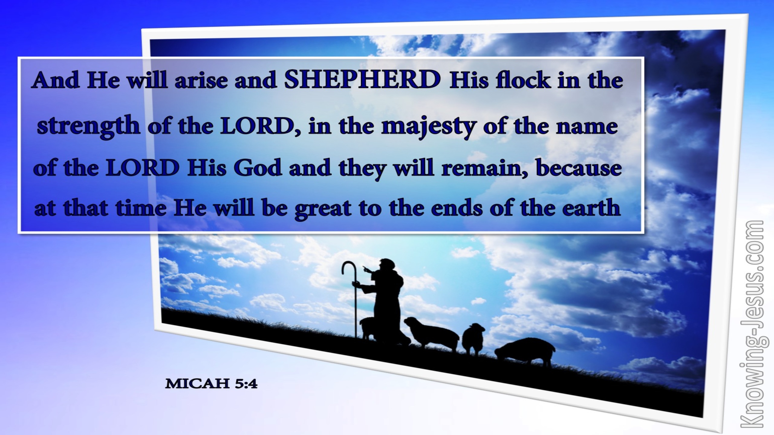 Micah 5:4 He Will Arise And Shepherd His Flock (purple)